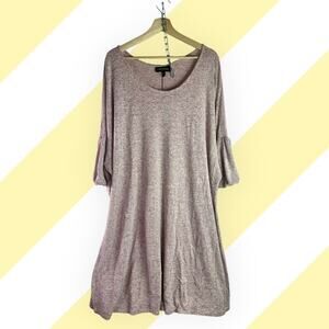 Lane Bryant Women's 26/28 Pink White Marled Ruffle Sleeve Shift Dress Stretch